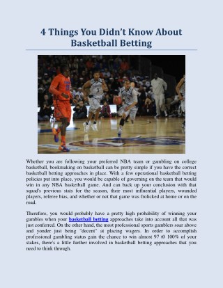 4 Things You Didn’t Know About Basketball Betting