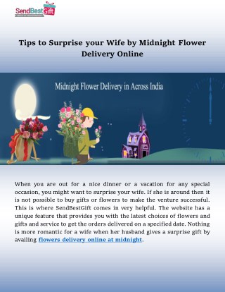 Tips to Surprise your Wife by Midnight Flower Delivery Online