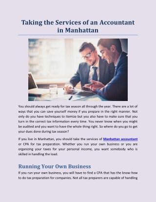 Taking the Services of an Accountant in Manhattan