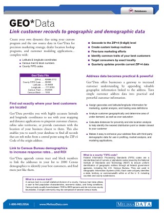 Link customer records to geographic and demographic data - Find Free Trial!