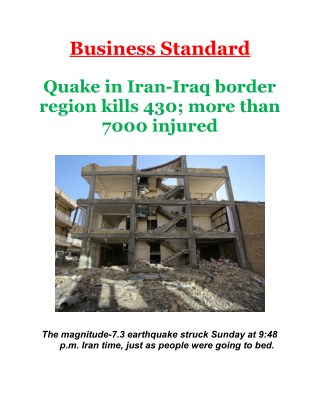 Quake in Iran-Iraq border region kills 430; more than 7000 injured