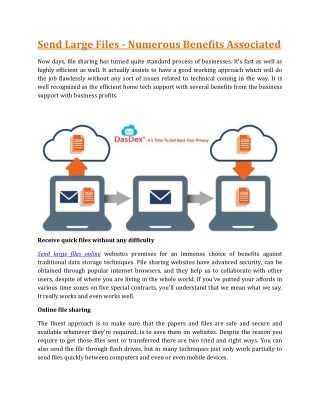 Send Large Files - Numerous Benefits Associated