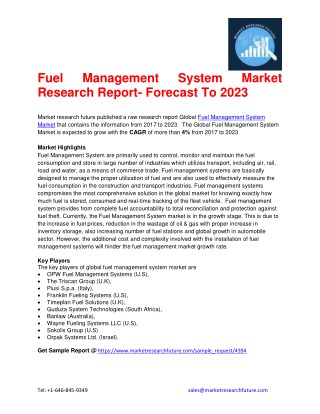Fuel Management System Market Research Report- Forecast To 2023