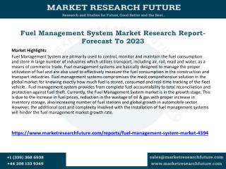 Fuel Management System Market Research Report- Forecast To 2023
