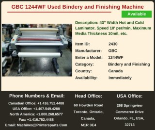 Buy Used GBC 1244WF Bindery and Finishing Machine