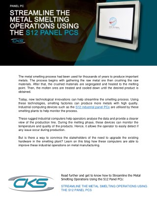 Streamline the Metal Smelting Operations Using the S12 Panel PCs