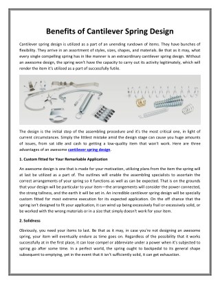 Benefits of Cantilever Spring Design
