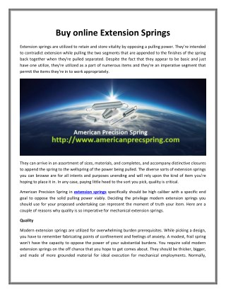 Buy online Extension Springs | American Precision Spring