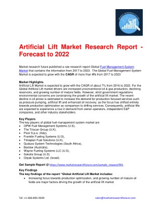 Artificial Lift Market Research Report - Forecast to 2022