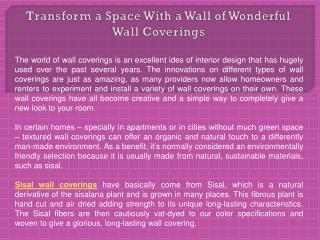 Transform a Space With a Wall of Wonderful Wall Coverings