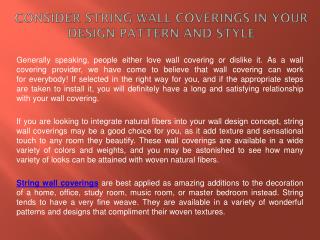 Consider String Wall Coverings in Your Design Pattern And Style