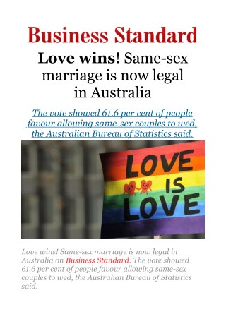 Love wins! Same-sex marriage is now legal in Australia