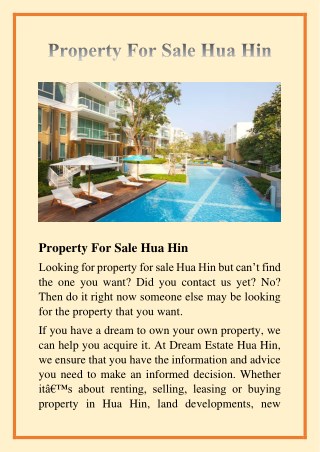 Property For Sale Hua Hin