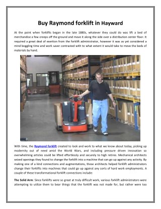 Buy Raymond forklift in Hayward | Big Joe lift