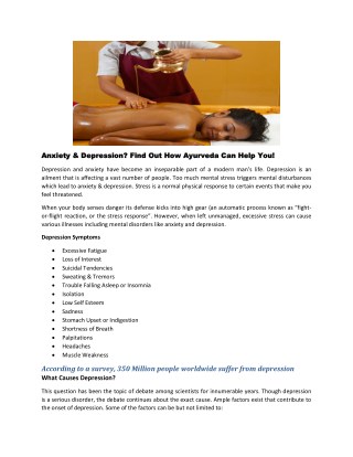 Anxiety & Depression? Find Out How Ayurveda Can Help You!