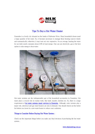 Tips To Buy a Hot Water Heater