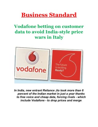 Vodafone betting on customer data to avoid India-style price wars in Italy