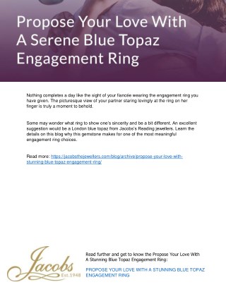 Propose Your Love With A Stunning Blue Topaz Engagement Ring