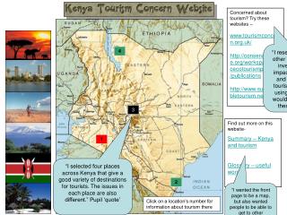 Concerned about tourism? Try these websites – www.tourismconcern.org.uk/ http://conserveonline.org/workspaces/tncecotou
