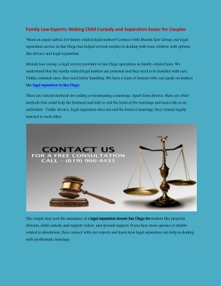Legal Separation Lawyers San Diego