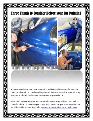 Three Things to Consider Before your Car Painting