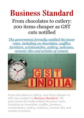 From chocolates to cutlery: 200 items cheaper as GST cuts notified