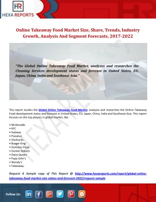 Global Online Takeaway Food Market Size, Status and Forecast 2022
