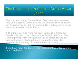 The best Lunch in Capri - Fariha Ansari Javed