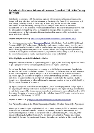 Endodontics Market Estimated to Experience a Hike of 5.2% CAGR in Growth by 2022