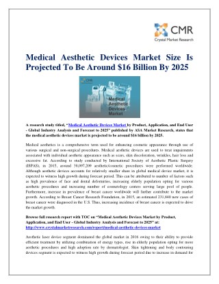 Medical Aesthetic Devices Market Size Is Projected To Be Around $16 Billion By 2025