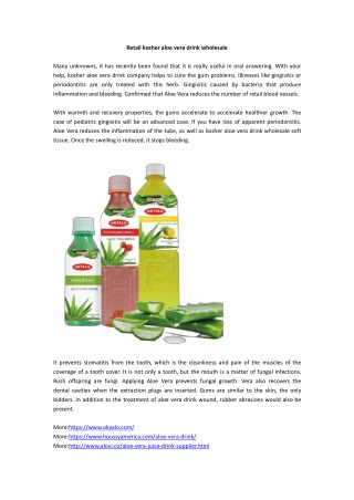 Retail kosher aloe vera drink wholesale