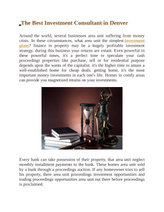 The Best Investment Consultant in Denver