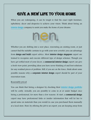 Give a New Life To Your Home