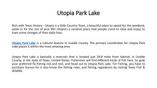 Utopia Park Lake