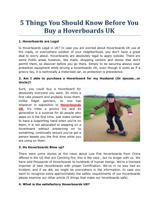 5 Things You Should Know Before You Buy a Hoverboards UK