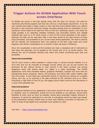 Trigger Actions On SCADA Application With Touch screen Interfaces