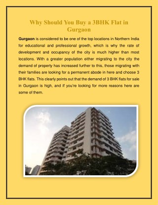 Why Should You Buy a 3BHK Flat in Gurgaon