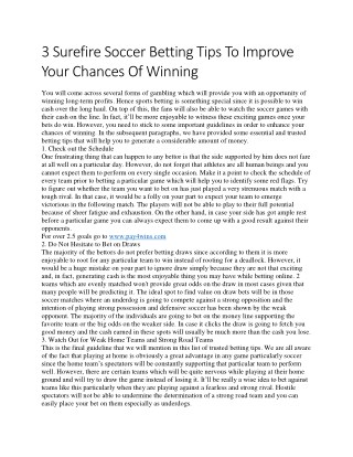 3 Surefire Soccer Betting Tips To Improve Your Chances Of Winning