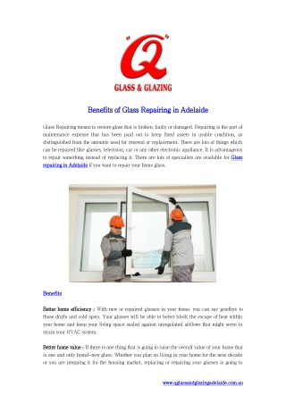 Benefits of Glass Repairing in Adelaide | Q Glass and Glazing