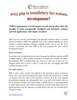 Why php is beneficiary for website development?