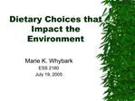 Dietary Choices that Impact the Environment