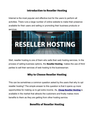 Reseller Hosting