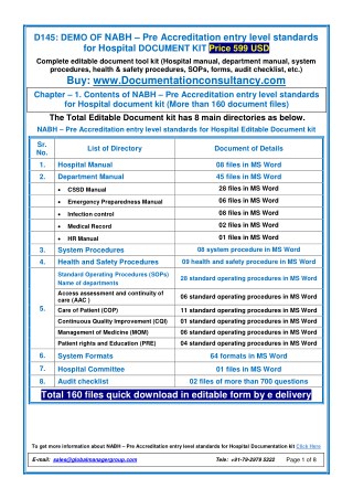 Pre-entry level for hospital documentation consultancy