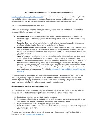 The Best Way To Get Approved For Installment loans for bad credit