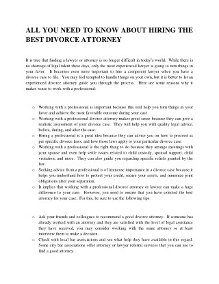 All you need to know about hiring the best divorce attorney