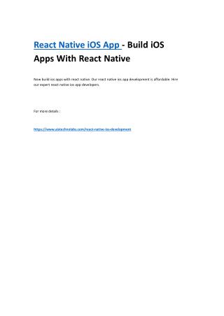 React Native iOS App - Build iOS Apps With React Native