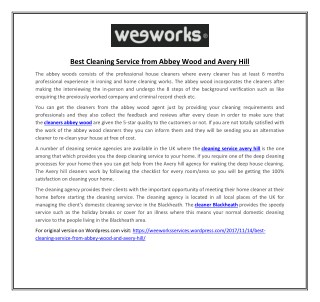 Best Cleaning Service from Abbey Wood and Avery Hill