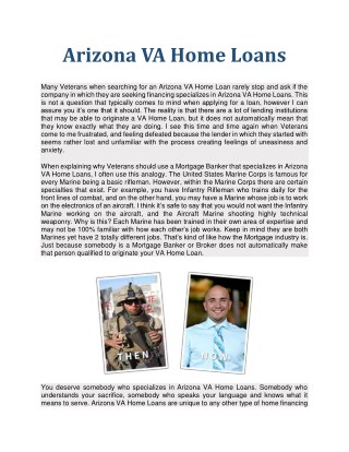 Arizona VA Home Loans