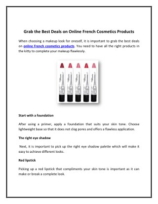Grab the Best Deals on Online French Cosmetics Products