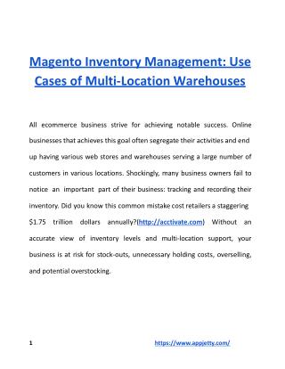 Magento Inventory Management: Use Cases of Multi-Location Warehouses